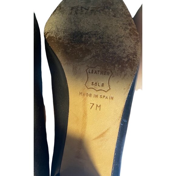 Enzo Angiolini Black Leather Heels Womens Shoes 7M Square Toe Made In Spain - Picture 5 of 9